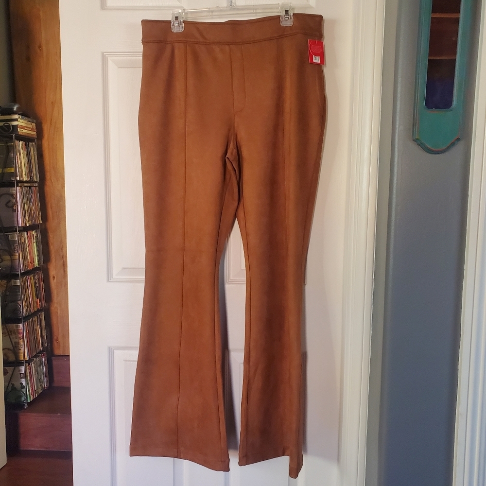 Spanks Flare Pull-on Pants Brown Size 2X High Rise Comfort Stretchy